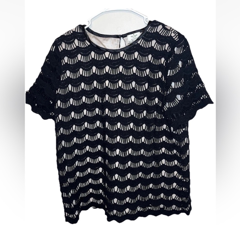 kate spade Black Crochet Short Sleeve Tee
